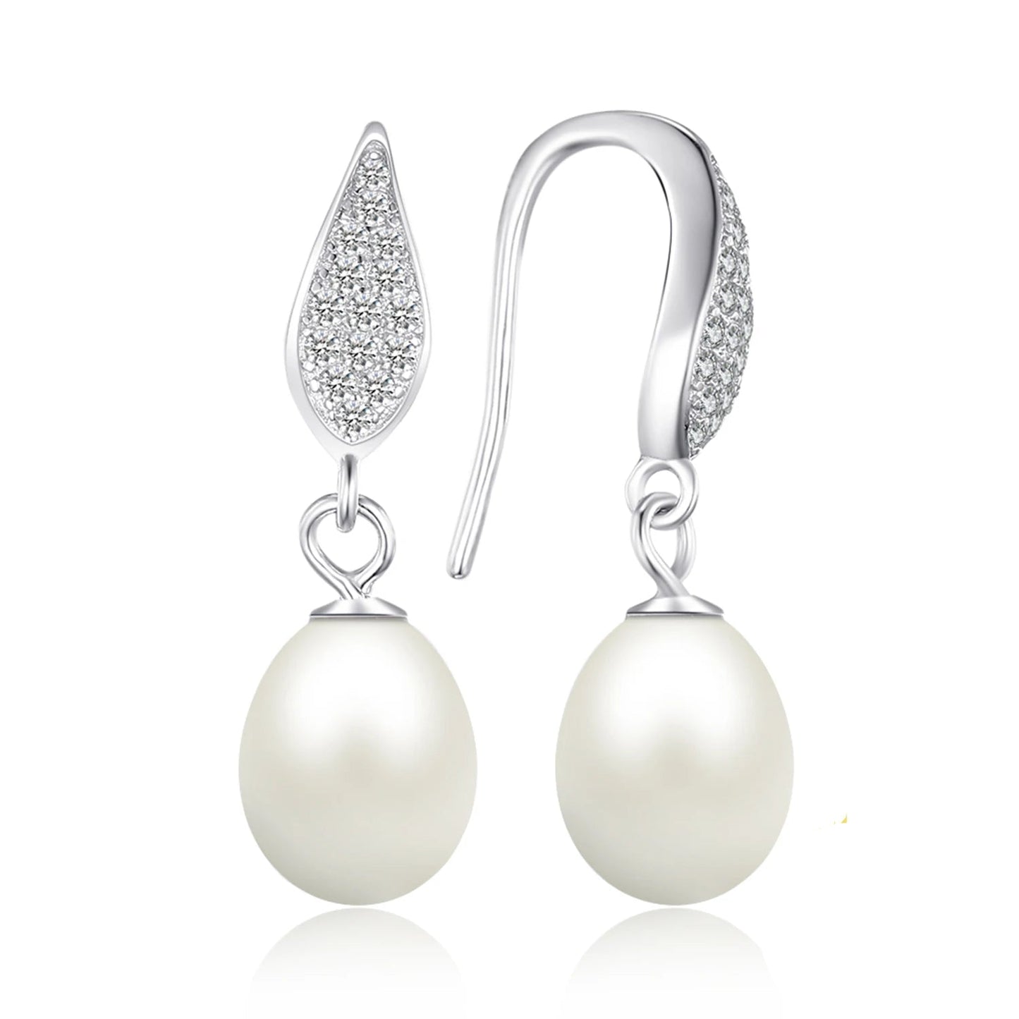 Elegant 7-9mm Freshwater Pearl Sterling Silver Dangle Earrings for Women - A Stylish Gift of Fine Jewelry