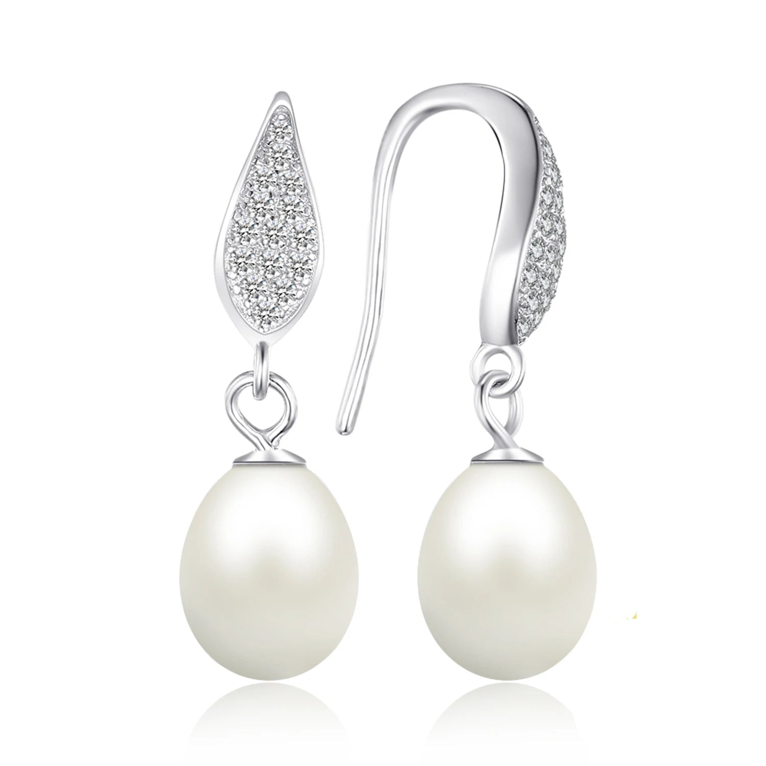 Elegant 7-9mm Freshwater Pearl Sterling Silver Dangle Earrings for Women - A Stylish Gift of Fine Jewelry