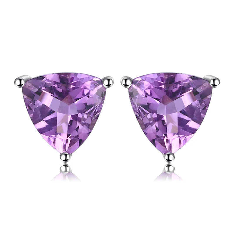 Elegant Oval Natural Amethyst 925 Sterling Silver Stud Earrings for Women - Perfect for Any Occasion