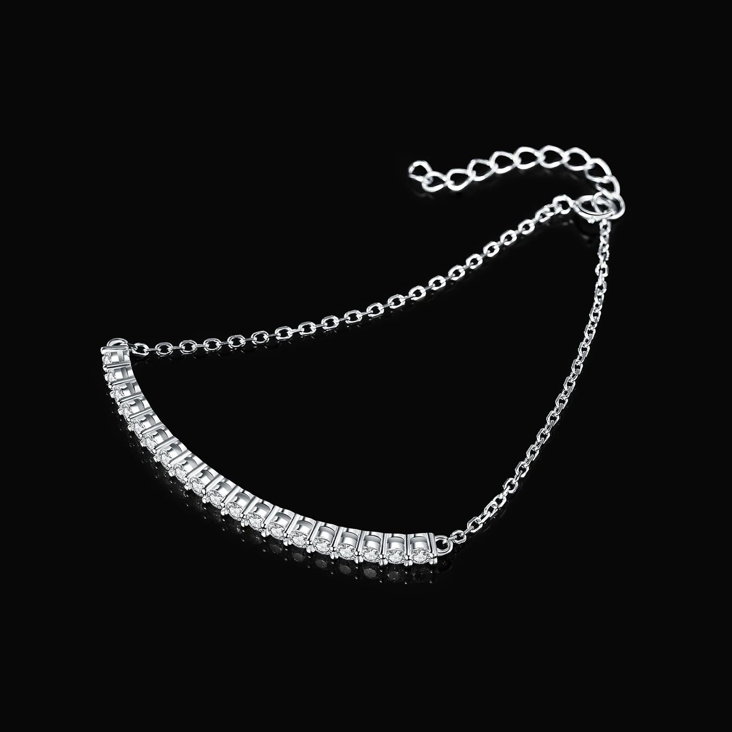 Elegant Moissanite D Color Round Cut 925 Sterling Silver Adjustable Link Bracelet for Women - Yellow Rose Gold Plated