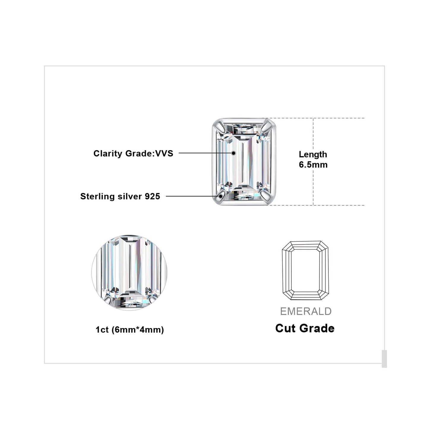Exquisite Emerald Cut 5A Cubic Zirconia Stud Earrings in 925 Sterling Silver – Perfect for Weddings and Anniversaries
