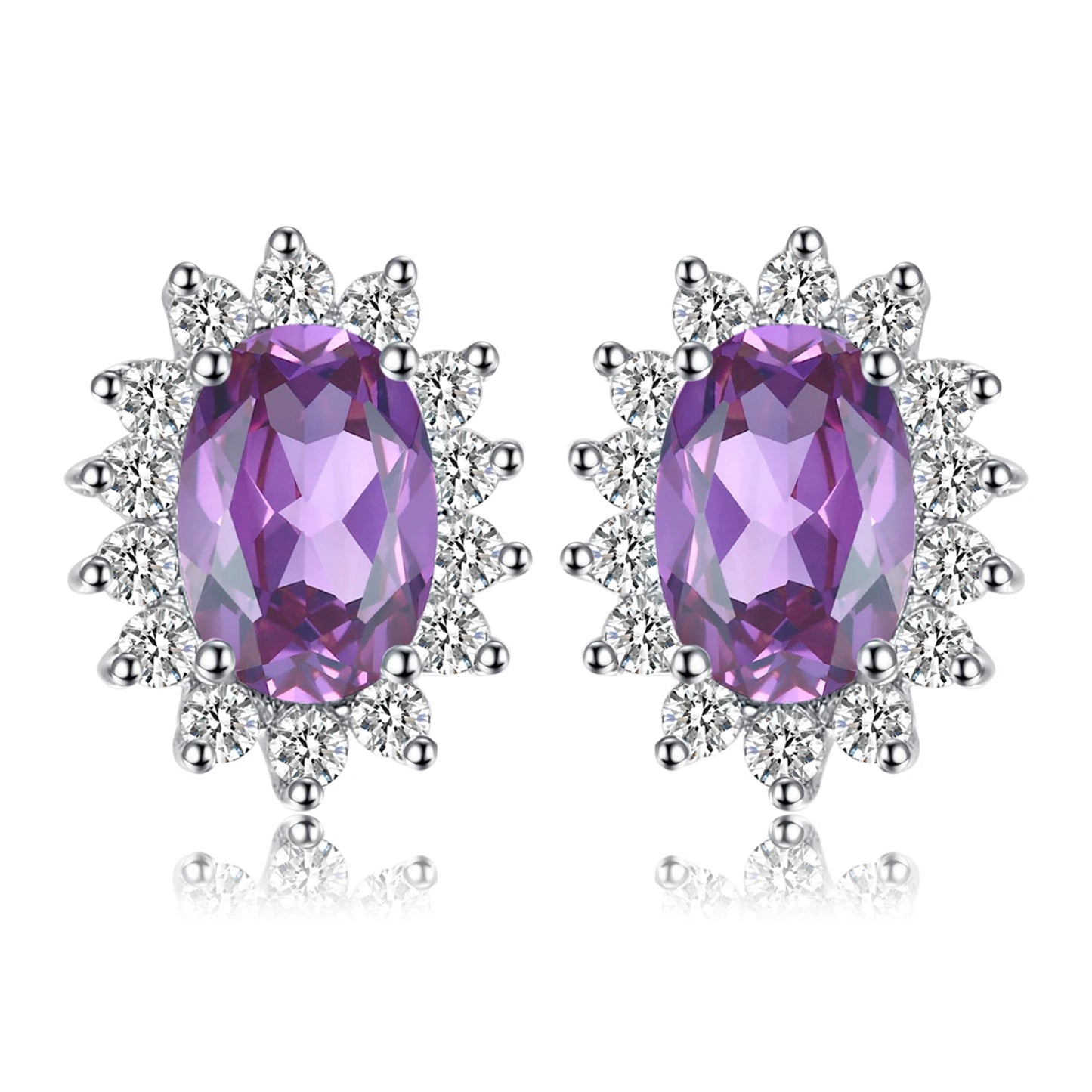 Exquisite Blue Topaz and Ruby 925 Sterling Silver Stud Earrings with Classic Star Design - Inspired by Princess Diana