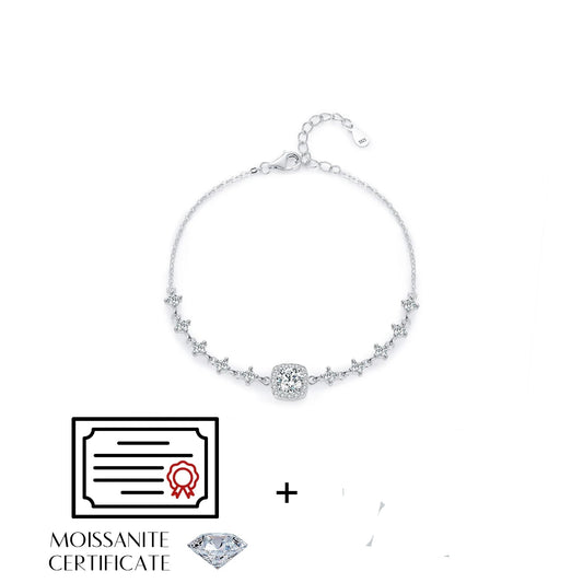 Exquisite 0.8CT D Color Moissanite Sterling Silver Halo Bracelet - Perfect for Bridal Elegance and Special Occasions