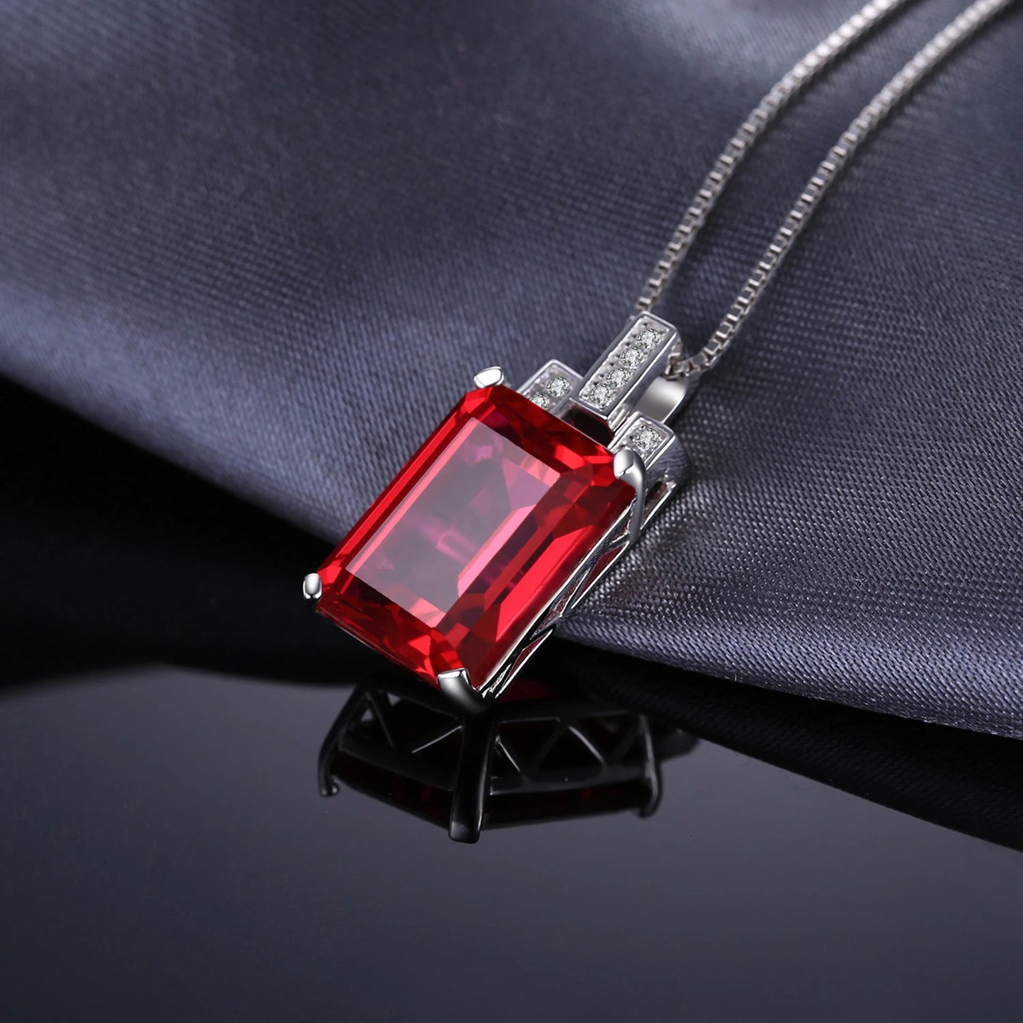 Elegant 9Ct Created Red Ruby Pendant Necklace in 925 Sterling Silver – Perfect for Engagement Parties and Thoughtful Gifts