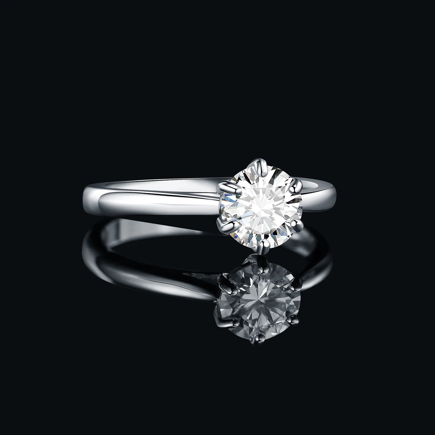 Exquisite Moissanite D Color Solitaire Round Cut Engagement and Wedding Ring in S925 Sterling Silver - Available in 0.5Ct, 1Ct, 1.5Ct, and 2Ct for Women