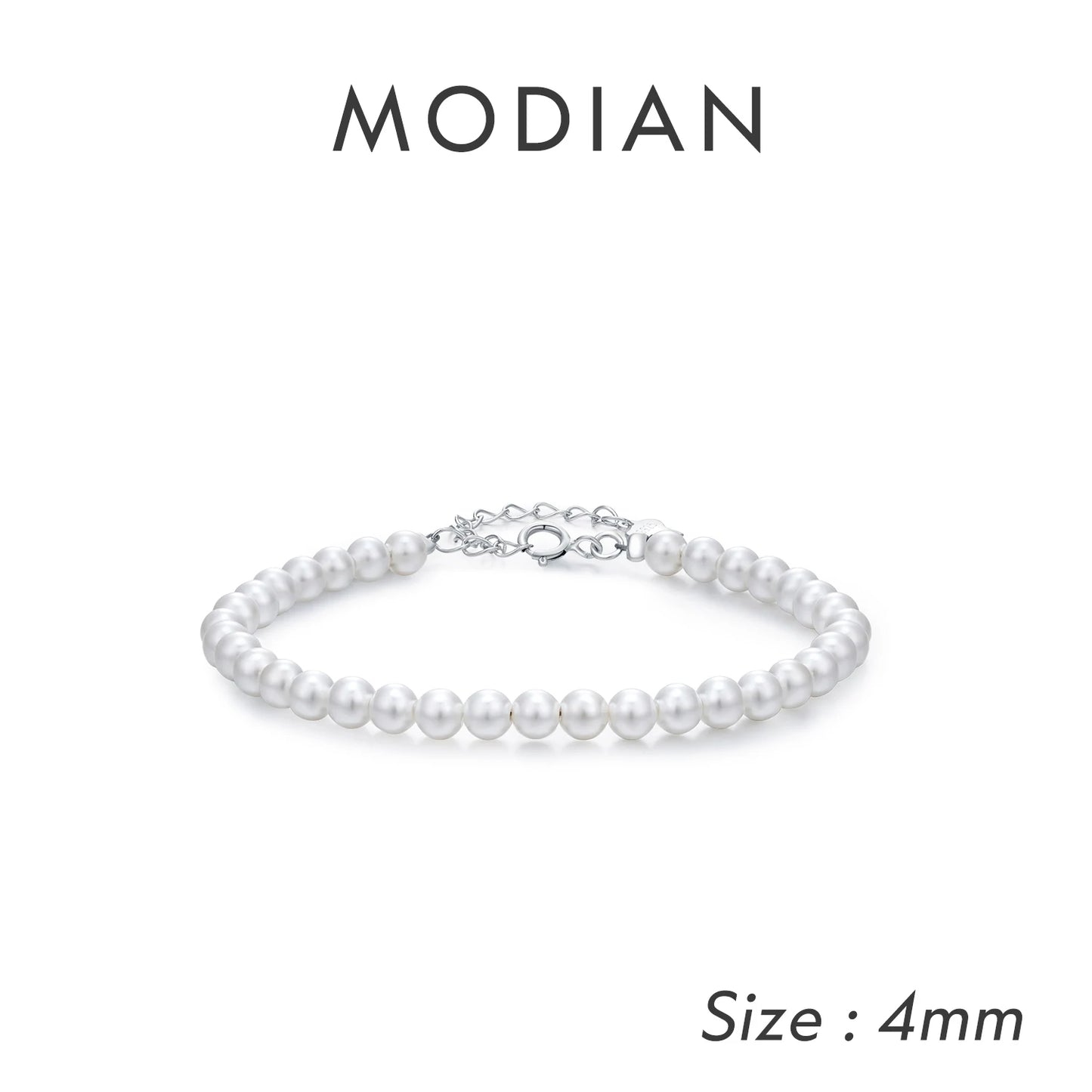 Elegantly Crafted 925 Sterling Silver Stackable Shell Pearl Bracelet - Perfect for Women's Parties and Fine Jewelry Collections