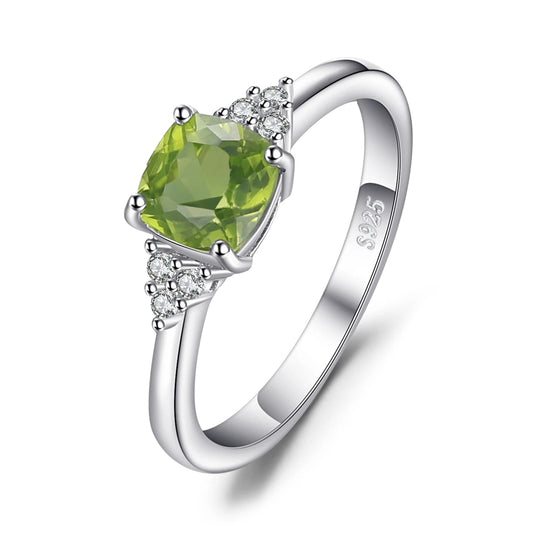 1.1Ct Genuine Natural Peridot Solitaire Ring in 925 Sterling Silver - Elegant Fashion Jewelry Perfect for Weddings and Special Occasions