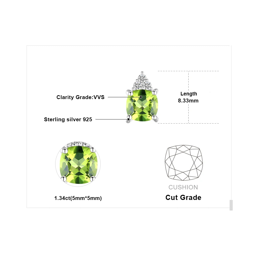 Elegant 1.3Ct Natural Peridot Stud Earrings in 925 Sterling Silver - A Perfect Gift for Women on Any Occasion