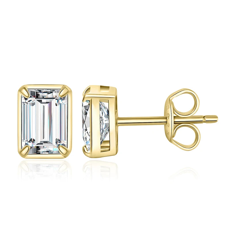 Exquisite Emerald Cut 5A Cubic Zirconia Stud Earrings in 925 Sterling Silver – Perfect for Weddings and Anniversaries