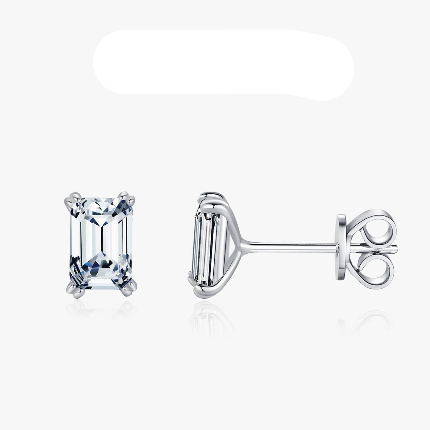 Exquisite 925 Sterling Silver Emerald Cut CZ Stud Earrings - Hypoallergenic Elegance for Women, Perfect for Weddings and Engagements
