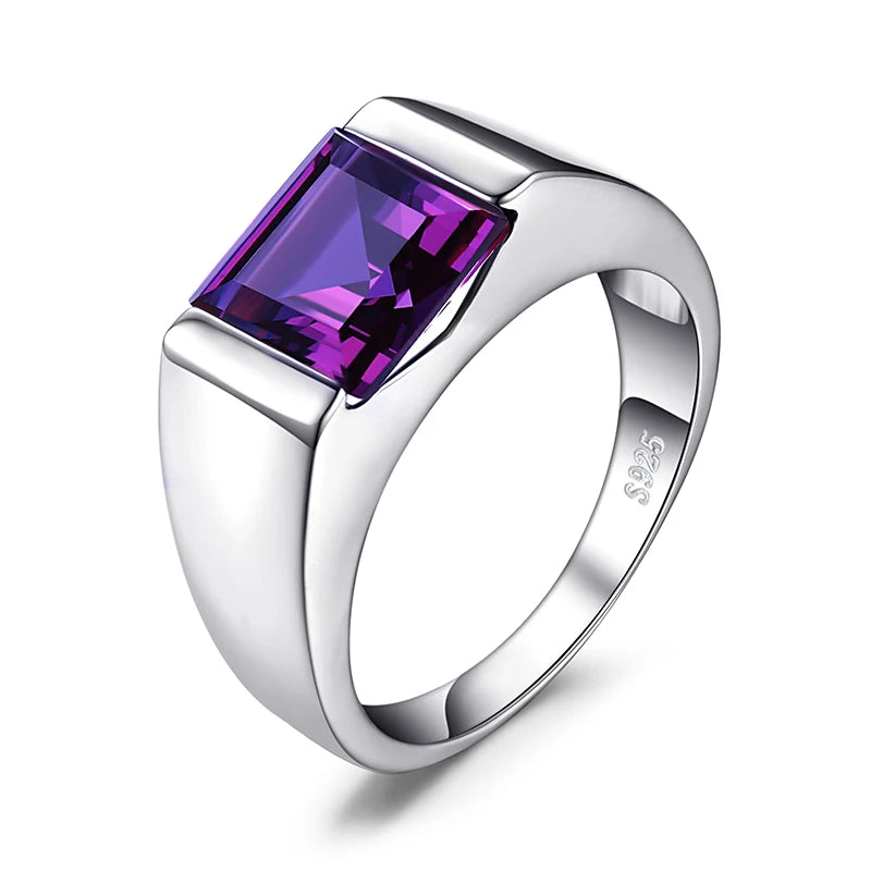 Elegant Natural Smoky Quartz and Ruby Sapphire Simulated Emerald Ring in 925 Sterling Silver for Men - A Perfect Wedding Cocktail Ring