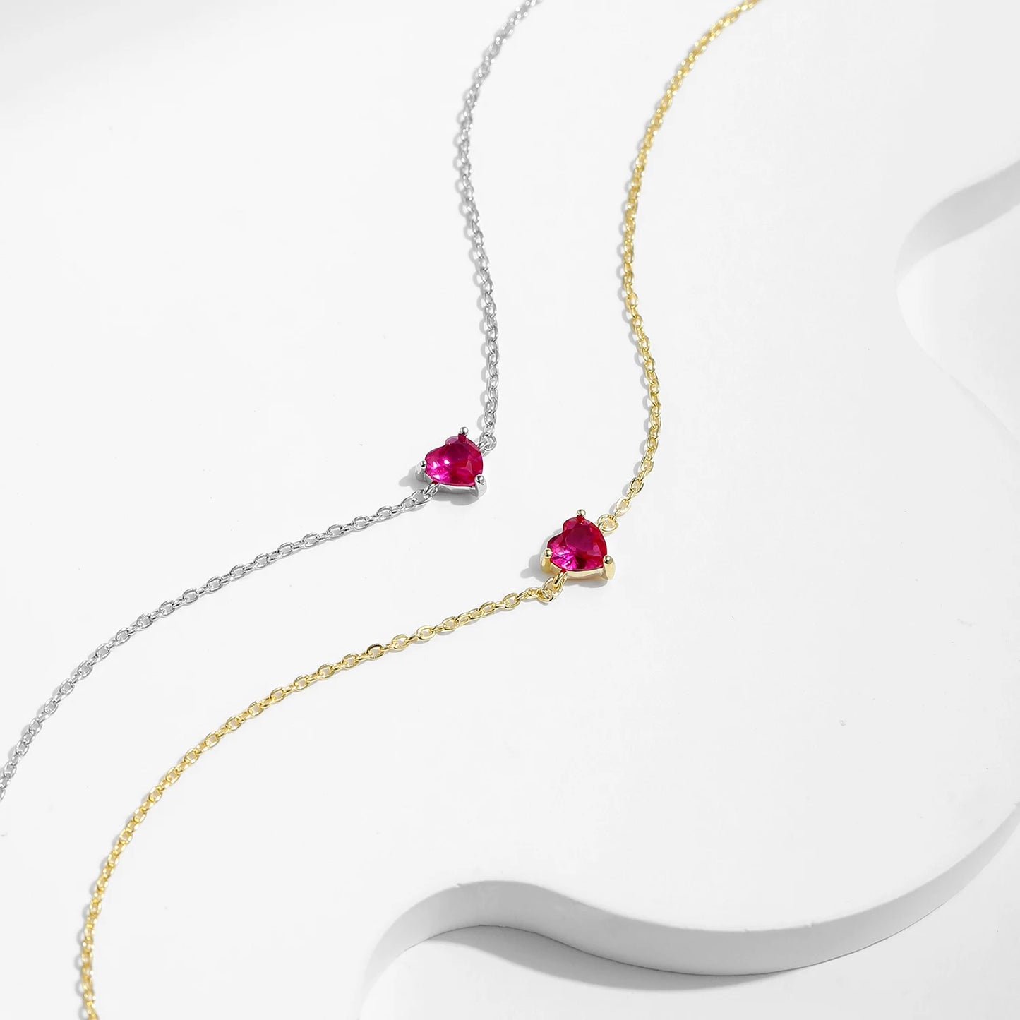 Stunning 925 Sterling Silver Heart Bracelet with Romantic Rose Red Zirconia - Elegant Link Chain for Women, Perfect for Fine Jewelry Gifts