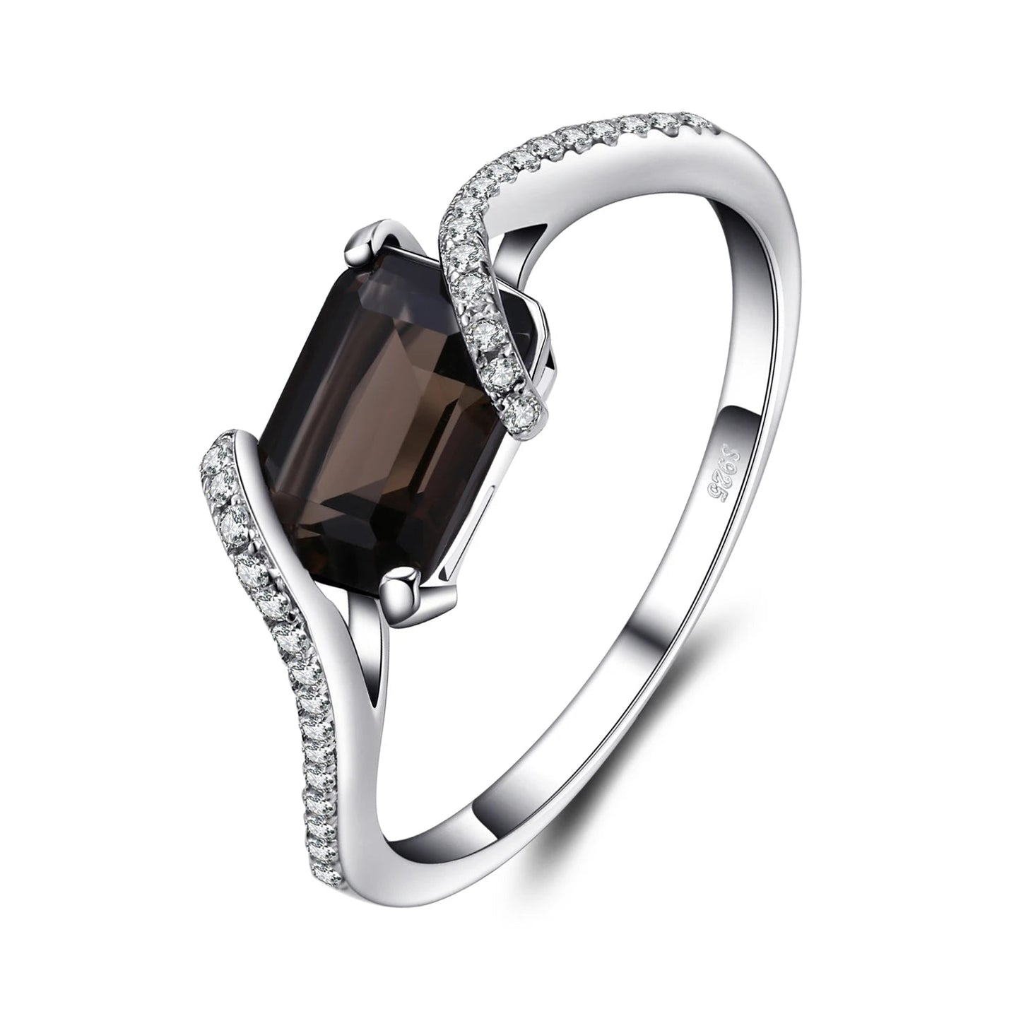 Elegant 1.7Ct Emerald Cut Smoky Quartz Ring in 925 Sterling Silver - Perfect for Weddings, Engagements, and Everyday Wear