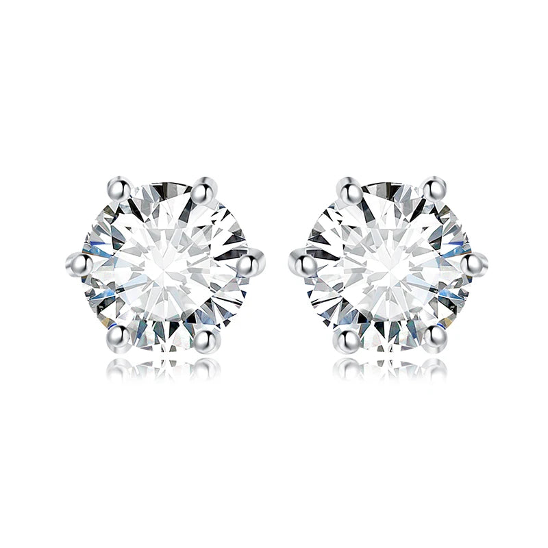 Exquisite Round 5A Cubic Zirconia Stud Earrings in 925 Sterling Silver – Perfect for Weddings and Anniversary Gifts for Women