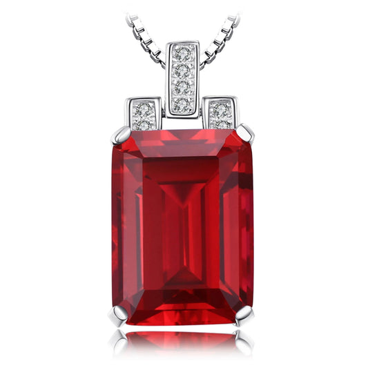Elegant 9Ct Created Red Ruby Pendant Necklace in 925 Sterling Silver – Perfect for Engagement Parties and Thoughtful Gifts