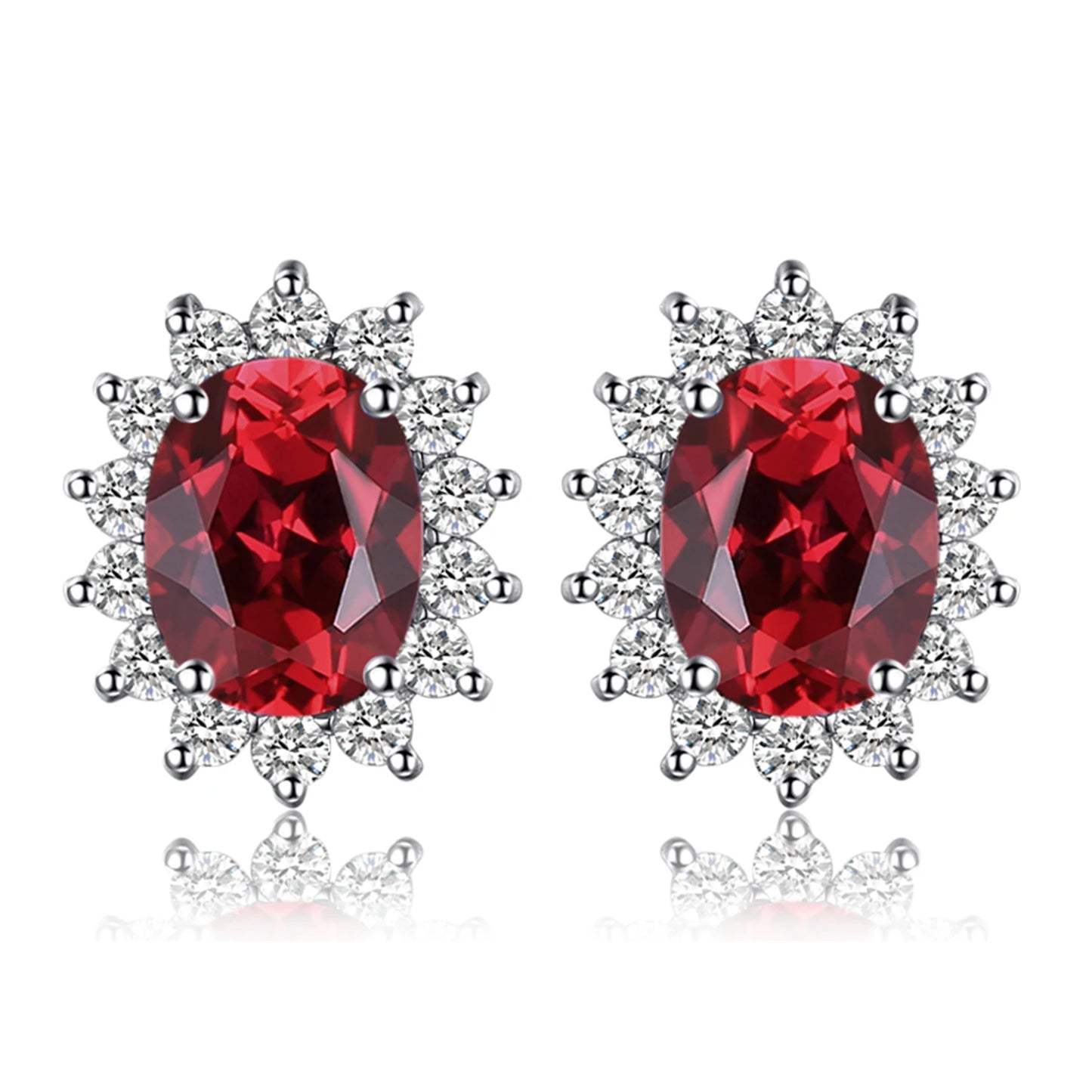 Exquisite Blue Topaz and Ruby 925 Sterling Silver Stud Earrings with Classic Star Design - Inspired by Princess Diana