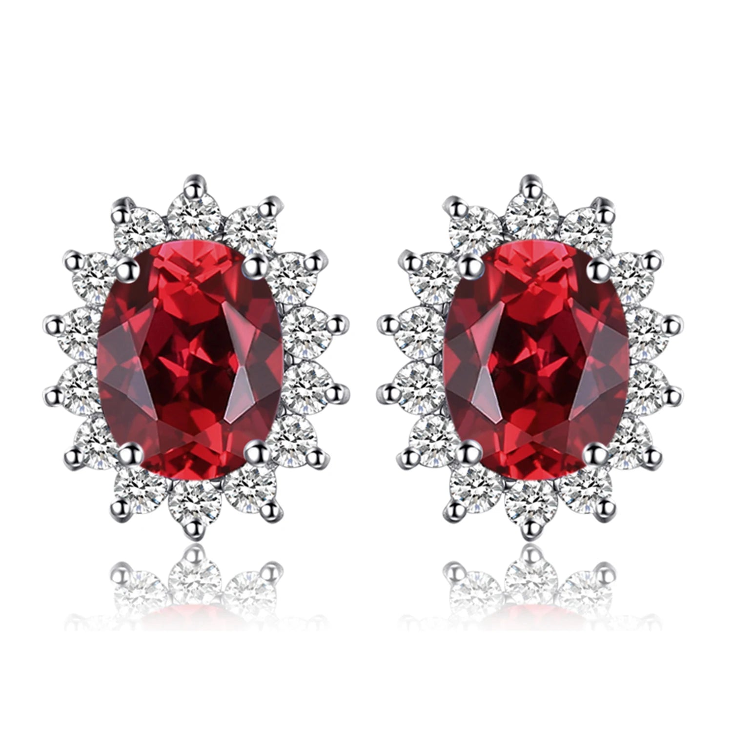 Exquisite Blue Topaz and Ruby 925 Sterling Silver Stud Earrings with Classic Star Design - Inspired by Princess Diana
