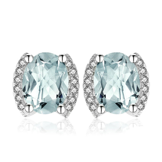 Elegant Genuine 2.3Ct Oval Green Amethyst Stud Earrings in 925 Sterling Silver - A Timeless Gift for Women