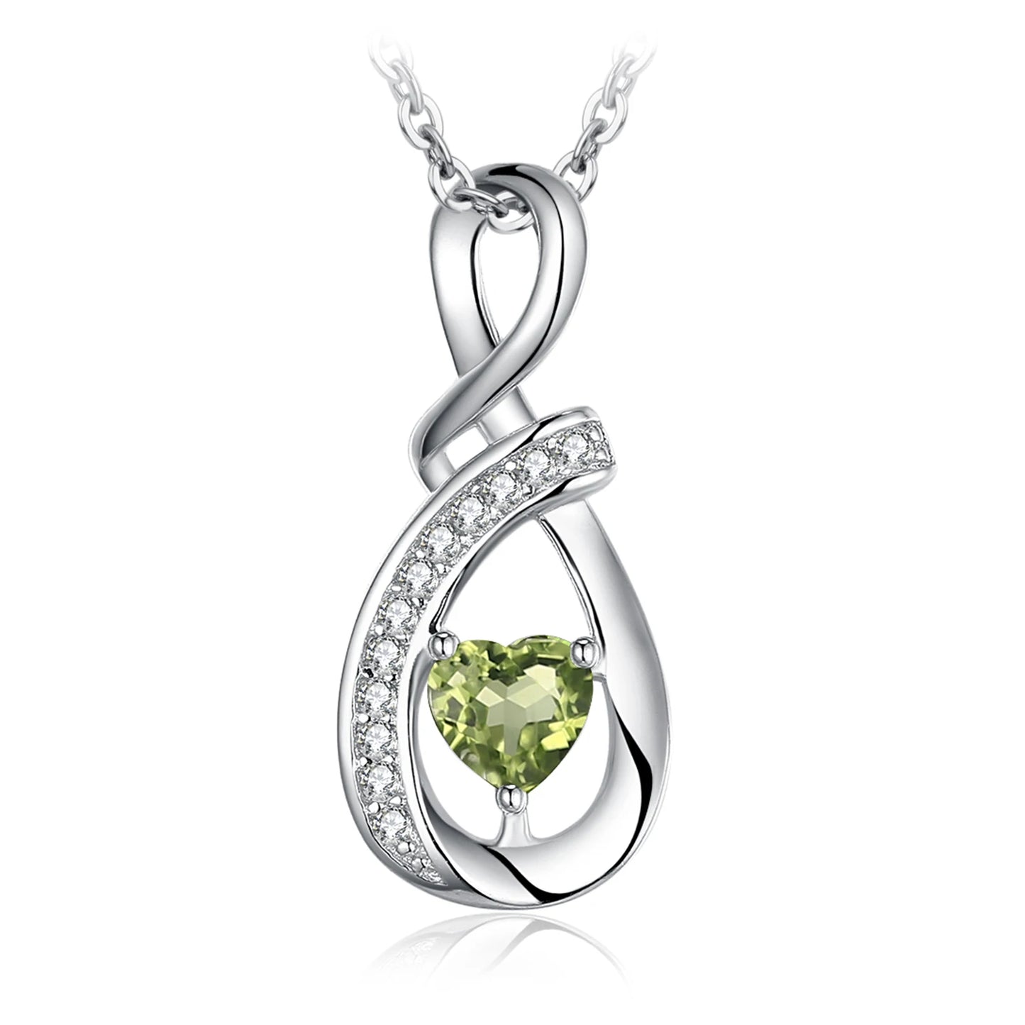 Stunning Infinity Love Genuine Peridot Pendant Necklace in 925 Sterling Silver for Women - Perfect Gift for Any Occasion