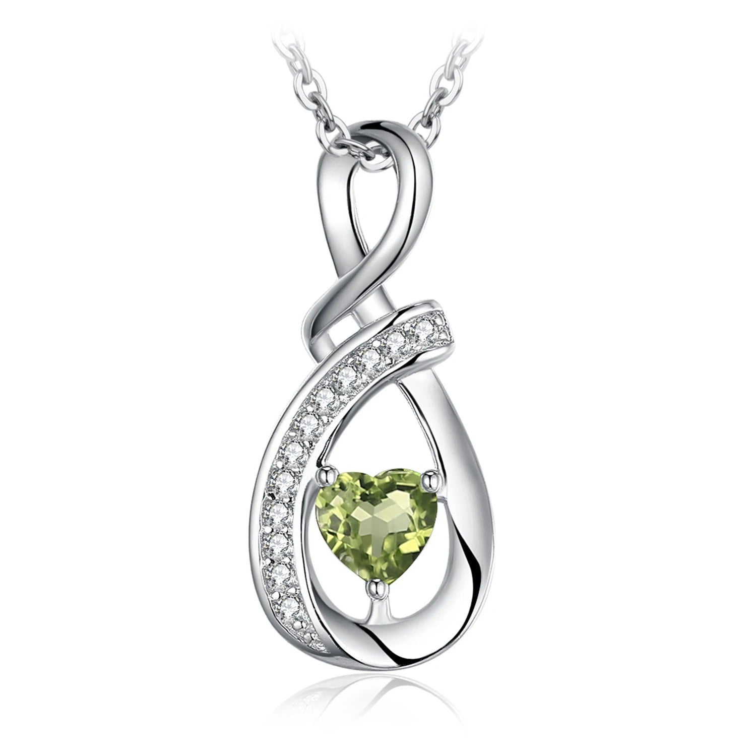 Stunning Infinity Love Genuine Peridot Pendant Necklace in 925 Sterling Silver for Women - Perfect Gift for Any Occasion
