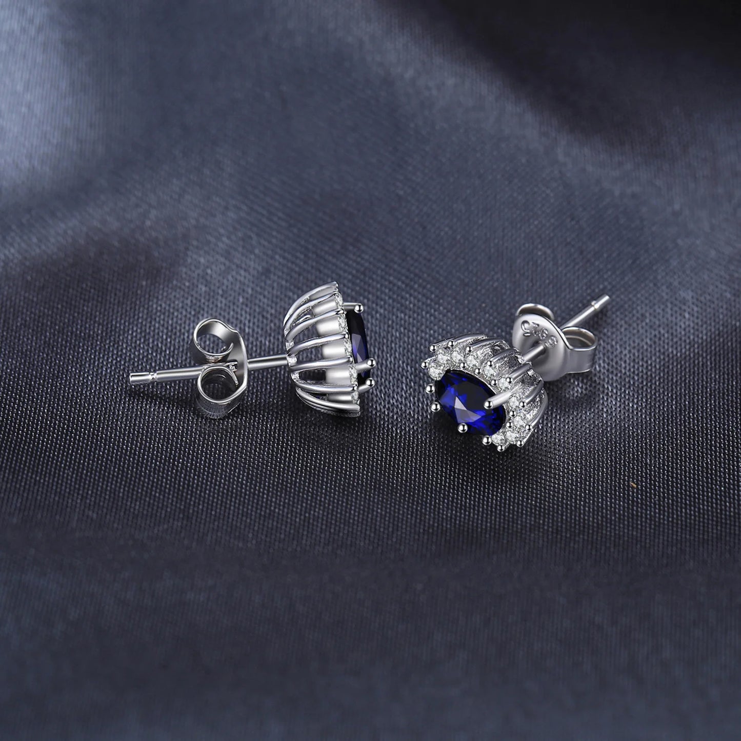 Exquisite Blue Topaz and Ruby 925 Sterling Silver Stud Earrings with Classic Star Design - Inspired by Princess Diana