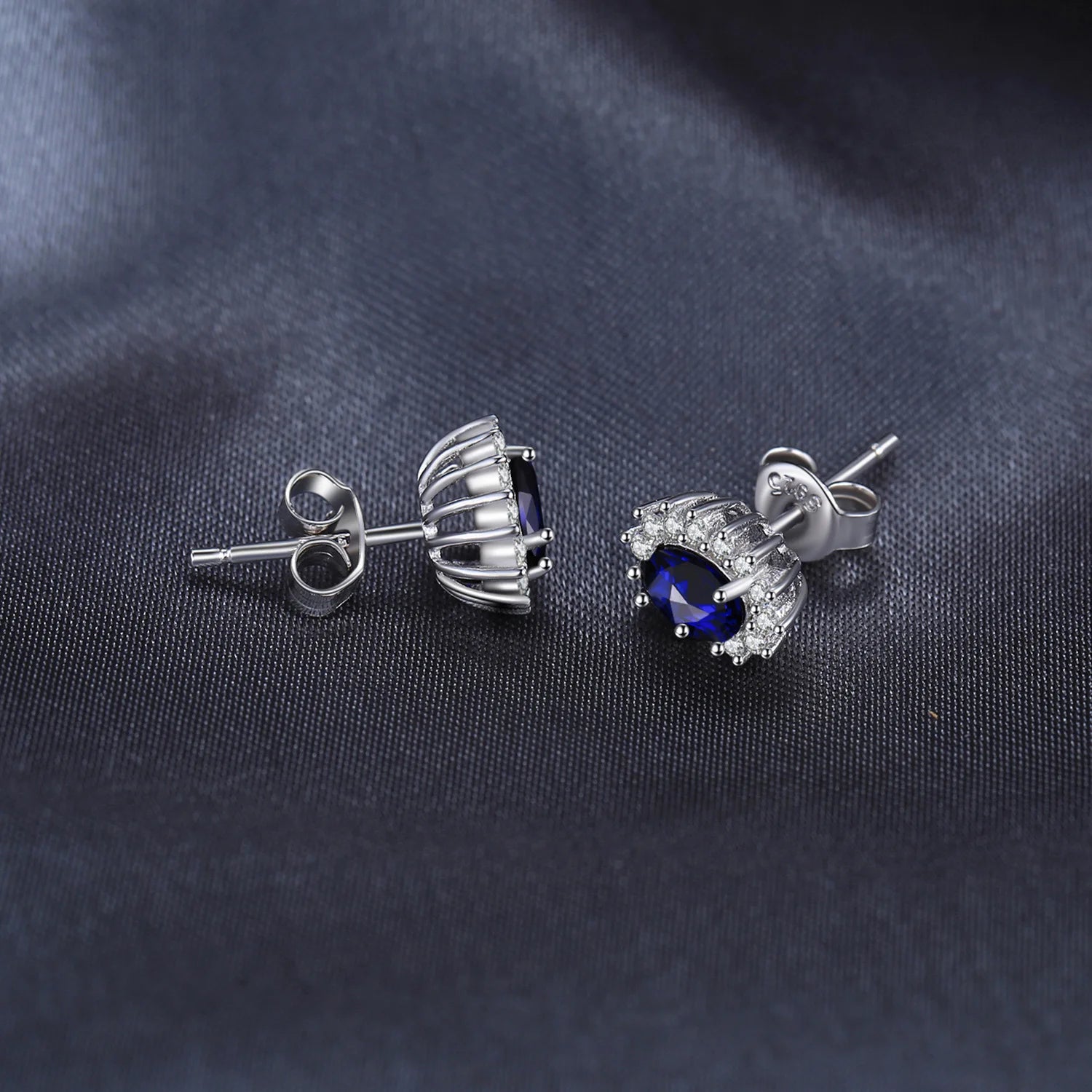 Exquisite Blue Topaz and Ruby 925 Sterling Silver Stud Earrings with Classic Star Design - Inspired by Princess Diana