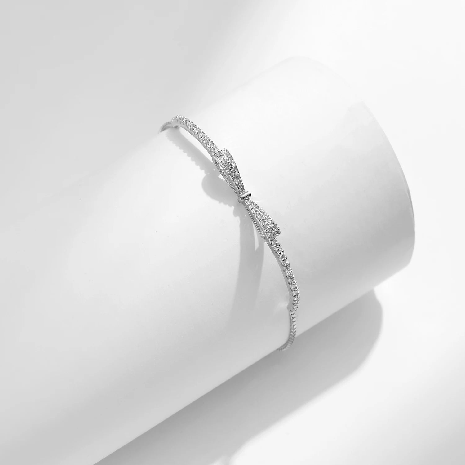 Elevate Your Elegance: 925 Sterling Silver Bowknot Bracelet with Sparkling Zirconia for Women - Adjustable Luxury Chain Link Design