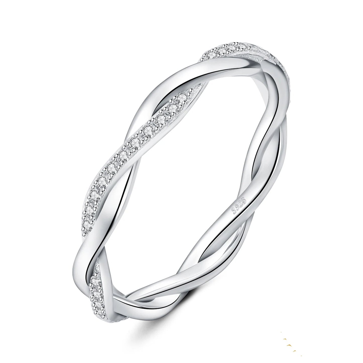 Exquisite 5A CZ Infinity Classic 925 Sterling Silver Wedding and Engagement Band Ring for Women - A Timeless Anniversary Gift in Fine Jewelry
