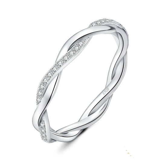 Exquisite 5A CZ Infinity Classic 925 Sterling Silver Wedding and Engagement Band Ring for Women - A Timeless Anniversary Gift in Fine Jewelry