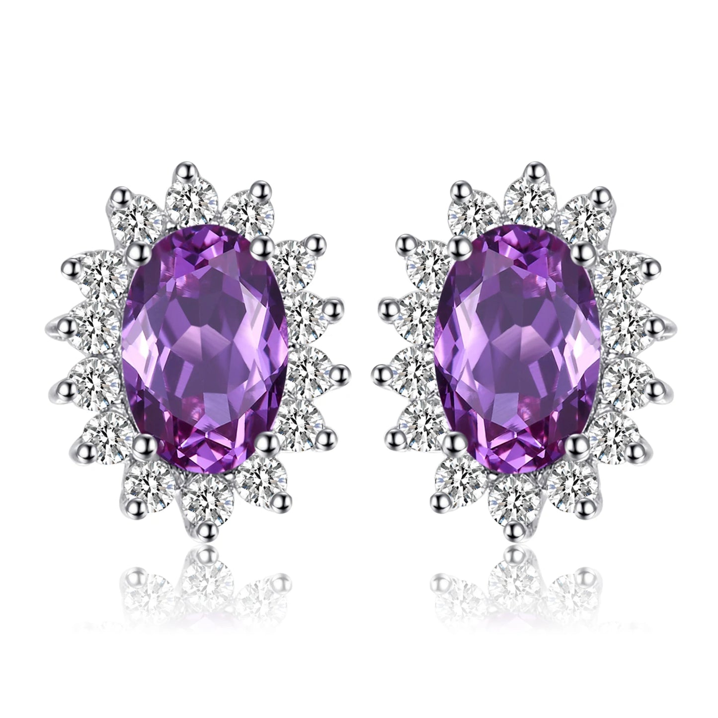 Exquisite Blue Topaz and Ruby 925 Sterling Silver Stud Earrings with Classic Star Design - Inspired by Princess Diana