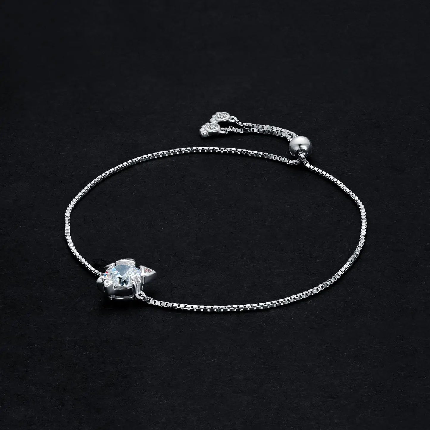 New Arrival: Exquisite 1.7Ct Round Gemstone Adjustable Love Cat Bracelet in 925 Sterling Silver - A Perfect Gift for Women