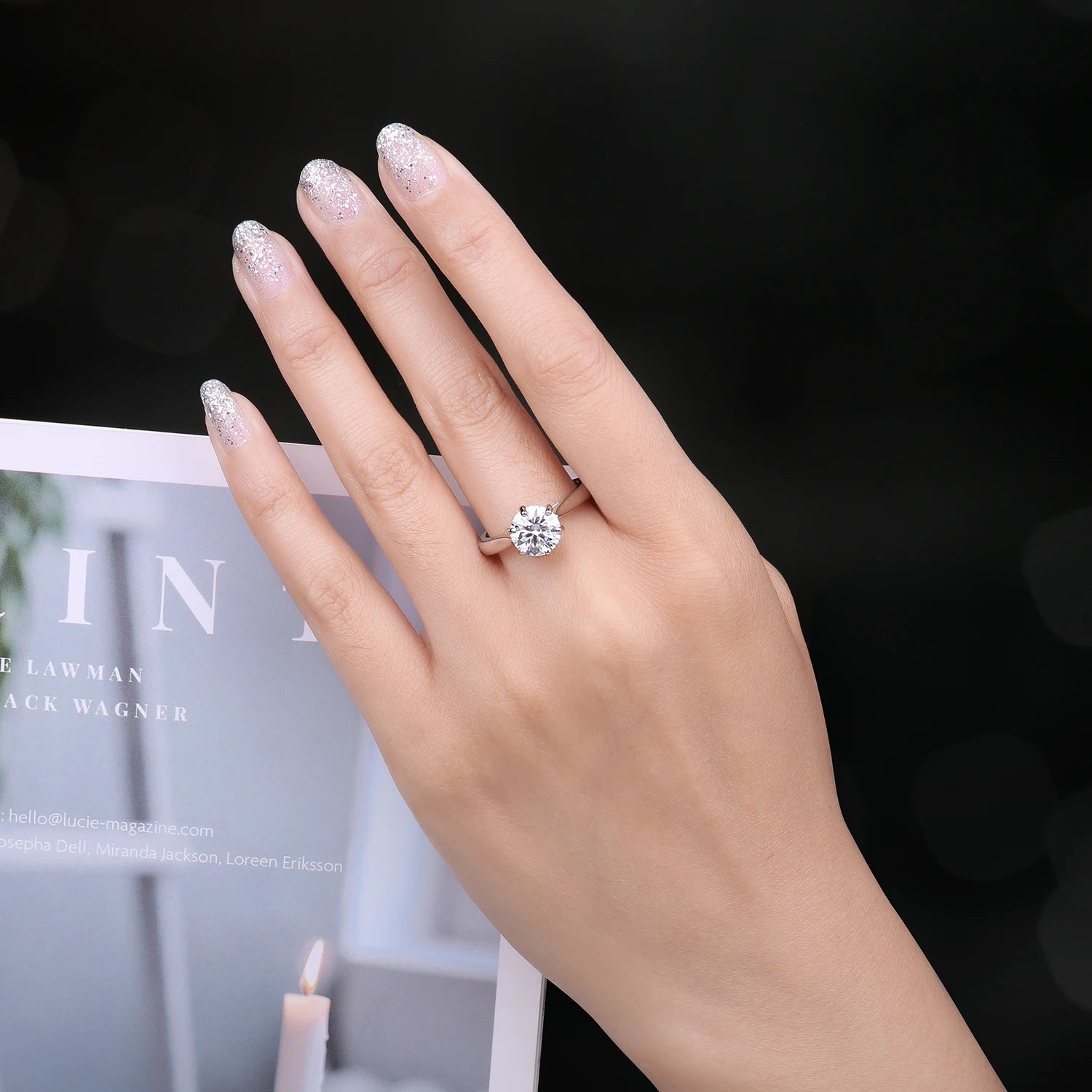 Exquisite Moissanite D Color Solitaire Round Cut Engagement and Wedding Ring in S925 Sterling Silver - Available in 0.5Ct, 1Ct, 1.5Ct, and 2Ct for Women