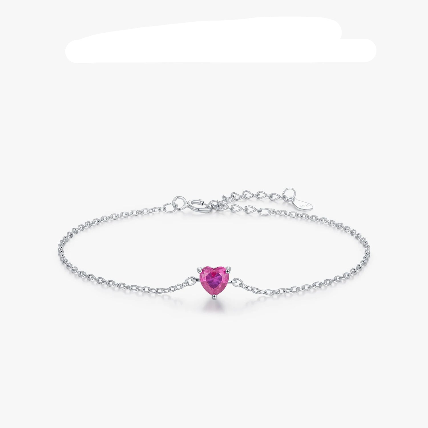 Stunning 925 Sterling Silver Heart Bracelet with Romantic Rose Red Zirconia - Elegant Link Chain for Women, Perfect for Fine Jewelry Gifts