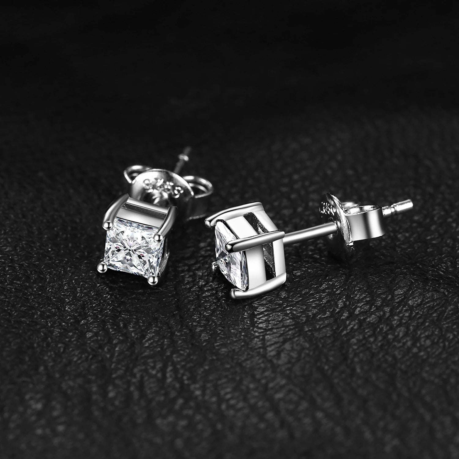 Exquisite Princess Cut 5A Cubic Zirconia Engagement Stud Earrings in 925 Sterling Silver - Perfect for Weddings and Anniversaries
