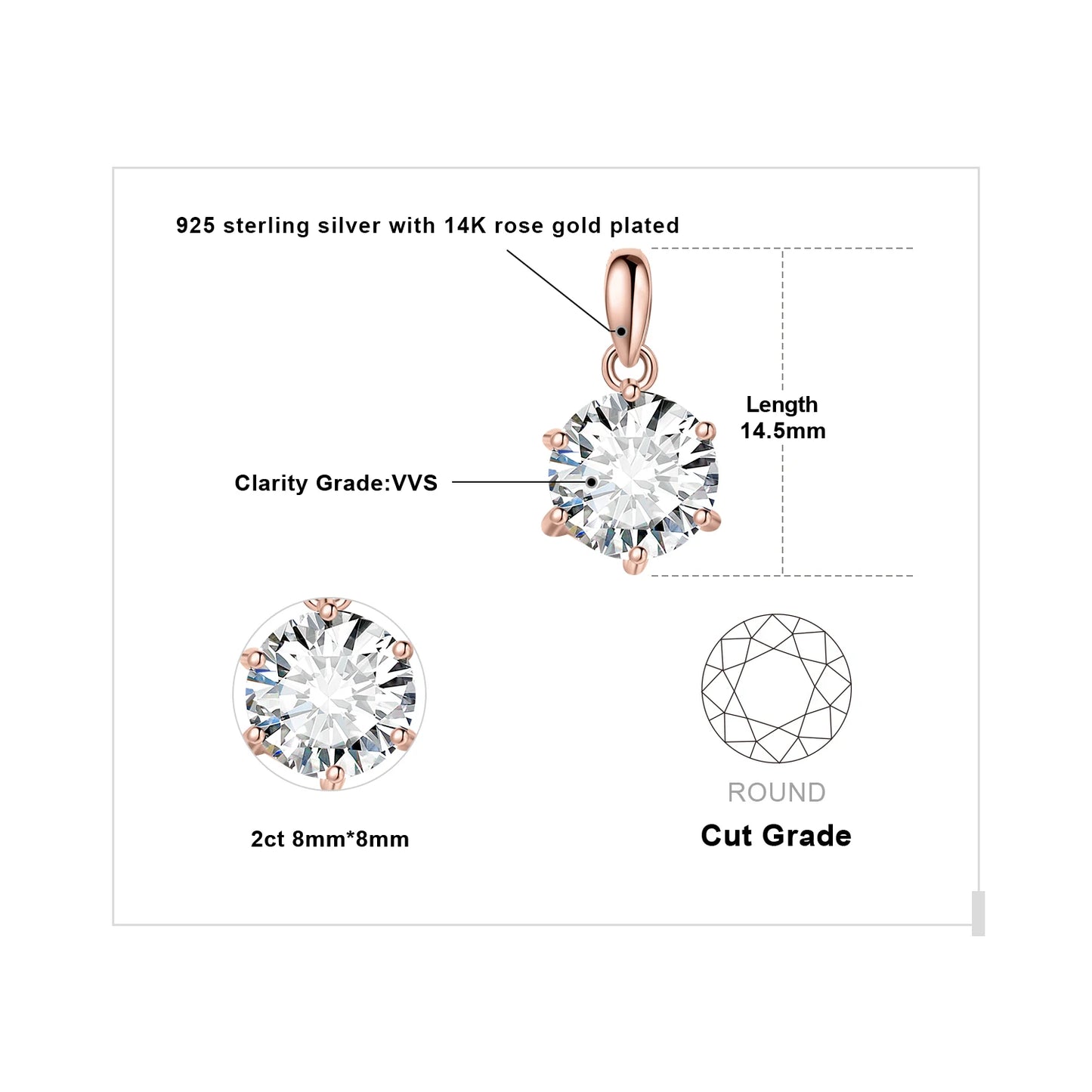 Exquisite Moissanite D Color Round Pendant Necklace in 925 Sterling Silver - A Timeless Elegance for Women