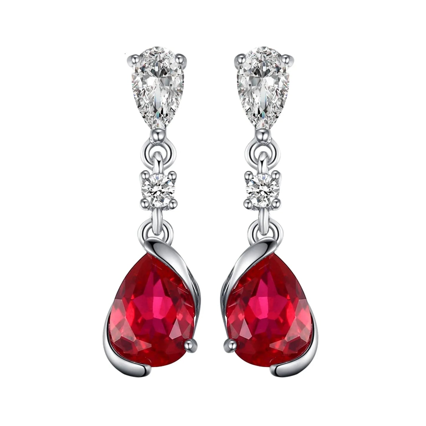 Exquisite 1.9Ct Pear-Shaped Created Red Ruby Drop Earrings in 925 Sterling Silver – A Timeless Gift for Women