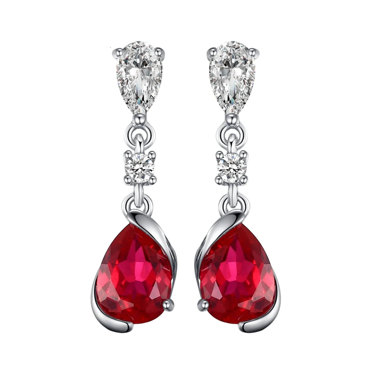 Exquisite 1.9Ct Pear-Shaped Created Red Ruby Drop Earrings in 925 Sterling Silver – A Timeless Gift for Women