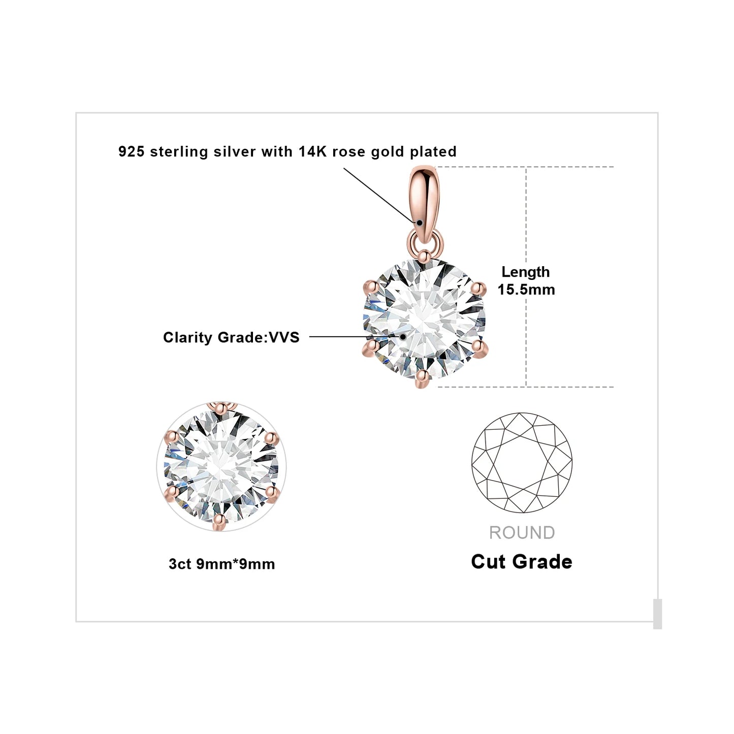 Exquisite Moissanite D Color Round Pendant Necklace in 925 Sterling Silver - A Timeless Elegance for Women