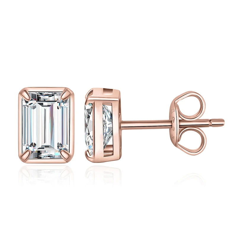 Exquisite Emerald Cut 5A Cubic Zirconia Stud Earrings in 925 Sterling Silver – Perfect for Weddings and Anniversaries