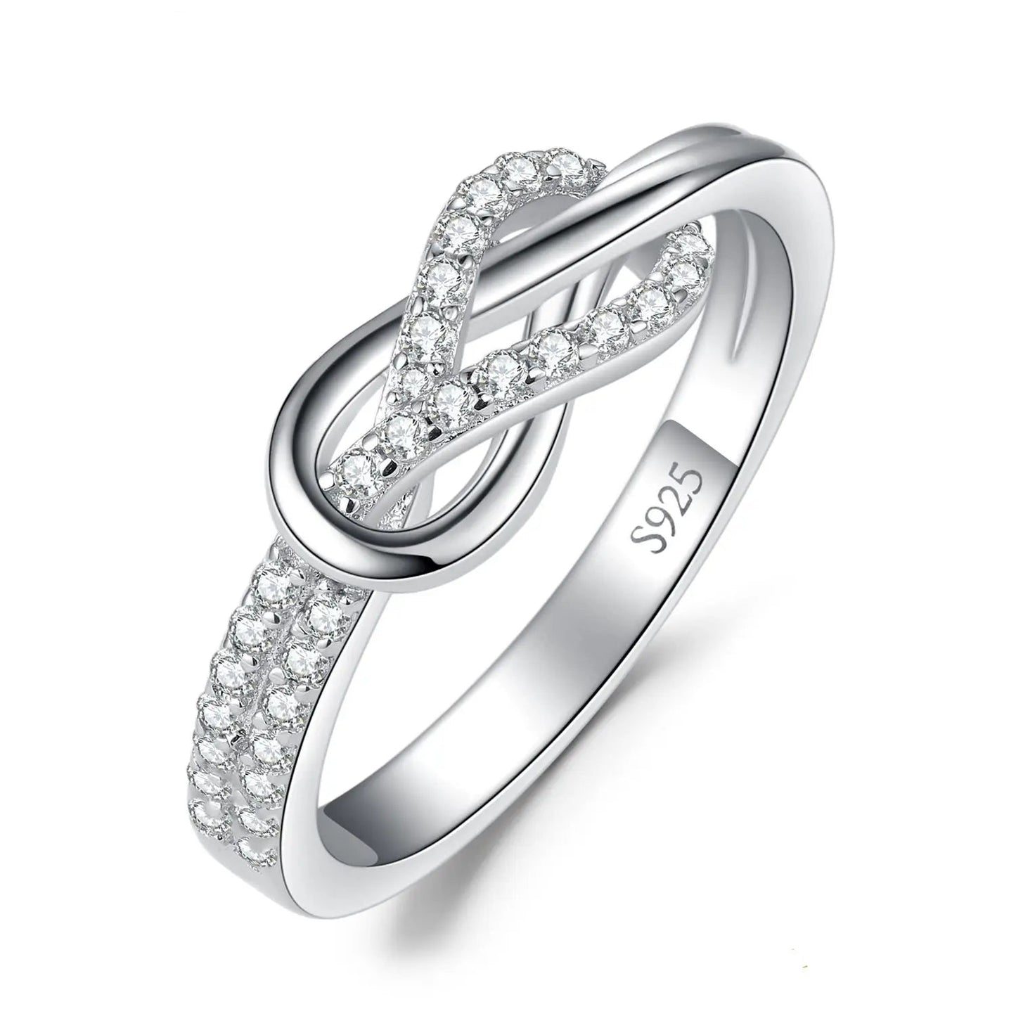 Elevate Your Elegance with the Infinity Love Knot 925 Sterling Silver Gemstone Ring