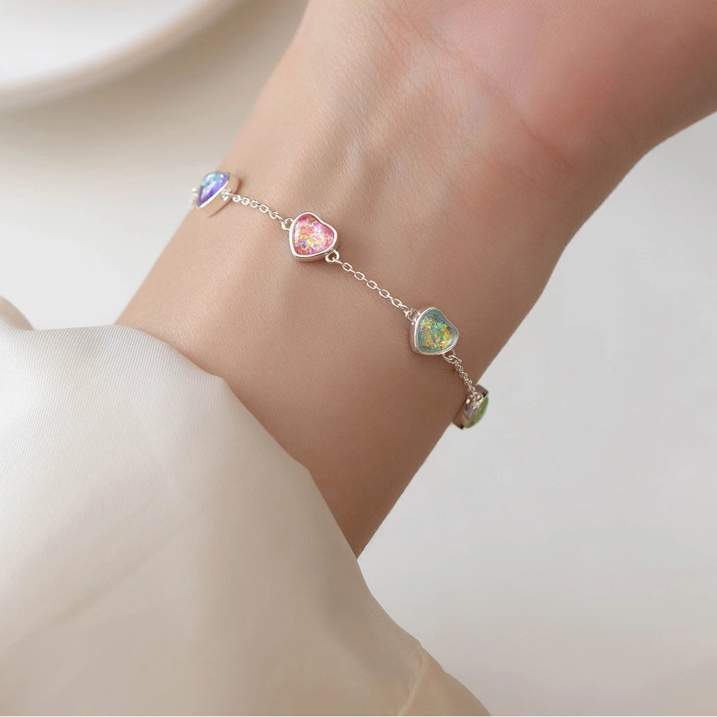 Exquisite 925 Sterling Silver Adjustable Heart-Shaped CZ Bracelet - Perfect Valentine's Day Gift for Women