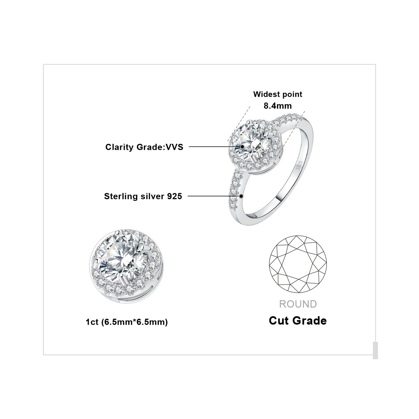 Exquisite 5A CZ Halo Classic 925 Sterling Silver Engagement Ring for Women – Perfect Wedding Anniversary Gift in Fine Jewelry