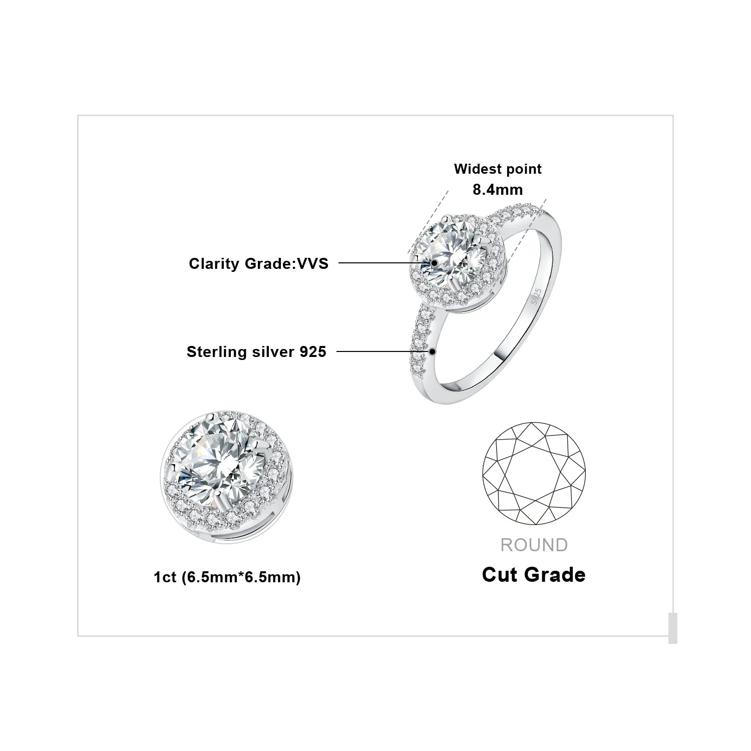 Exquisite 5A CZ Halo Classic 925 Sterling Silver Engagement Ring for Women – Perfect Wedding Anniversary Gift in Fine Jewelry