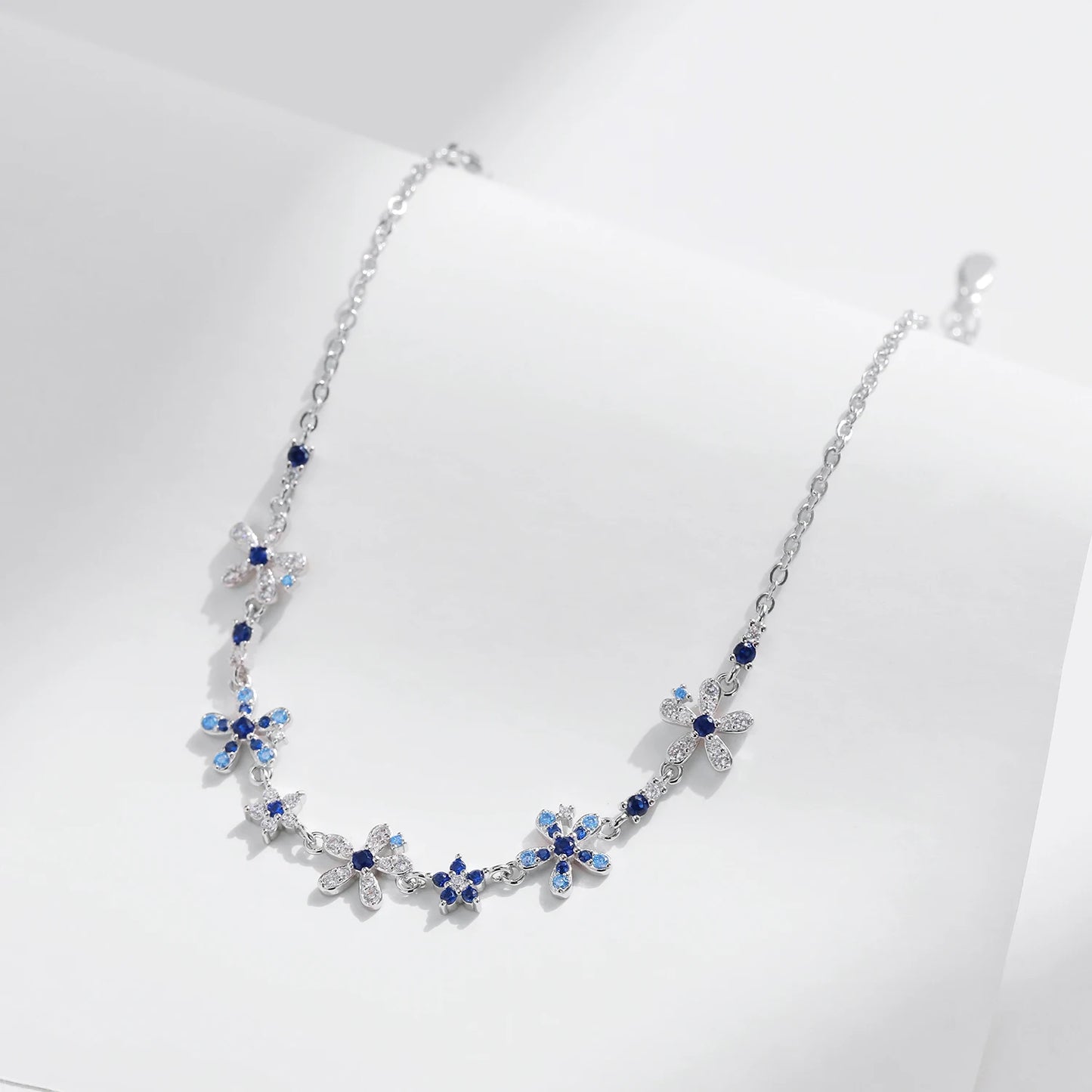 Exquisite 925 Sterling Silver Floral Pave CZ Bracelet - A Trendy Luxury Jewelry Gift for Women