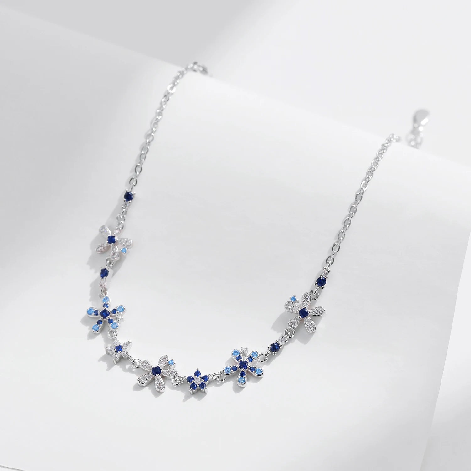 Exquisite 925 Sterling Silver Floral Pave CZ Bracelet - A Trendy Luxury Jewelry Gift for Women