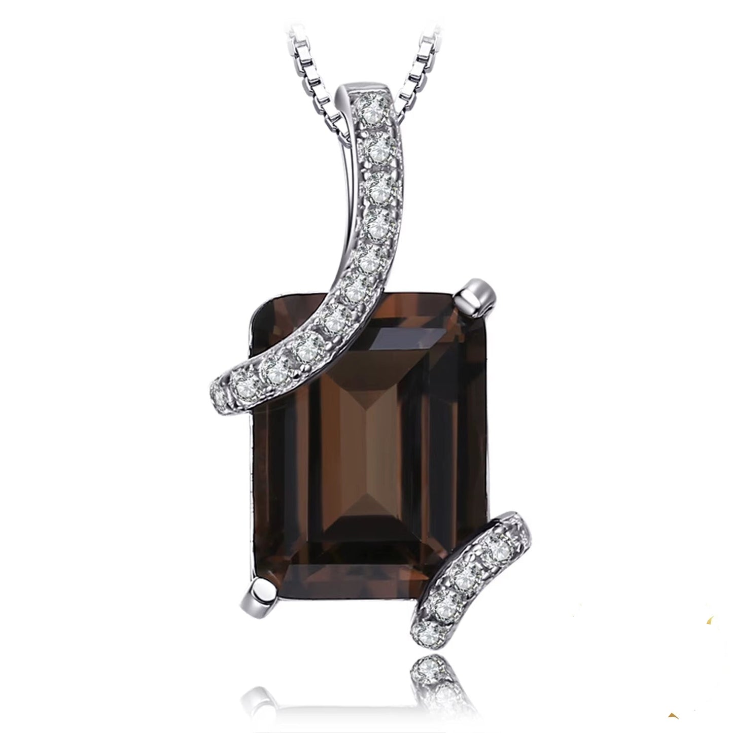Stunning 2.2Ct Genuine Smoky Quartz Pendant Necklace in 925 Sterling Silver - A Timeless Gift for Her
