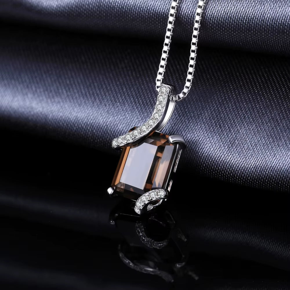 Stunning 2.2Ct Genuine Smoky Quartz Pendant Necklace in 925 Sterling Silver - A Timeless Gift for Her4