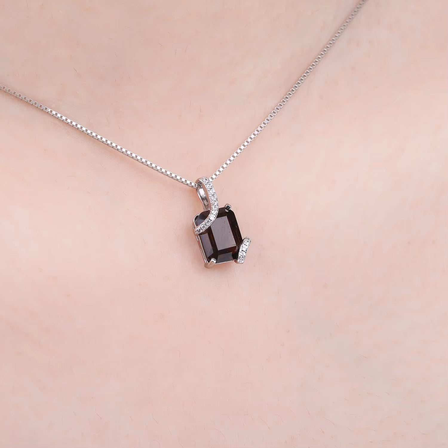 Stunning 2.2Ct Genuine Smoky Quartz Pendant Necklace in 925 Sterling Silver - A Timeless Gift for Her5