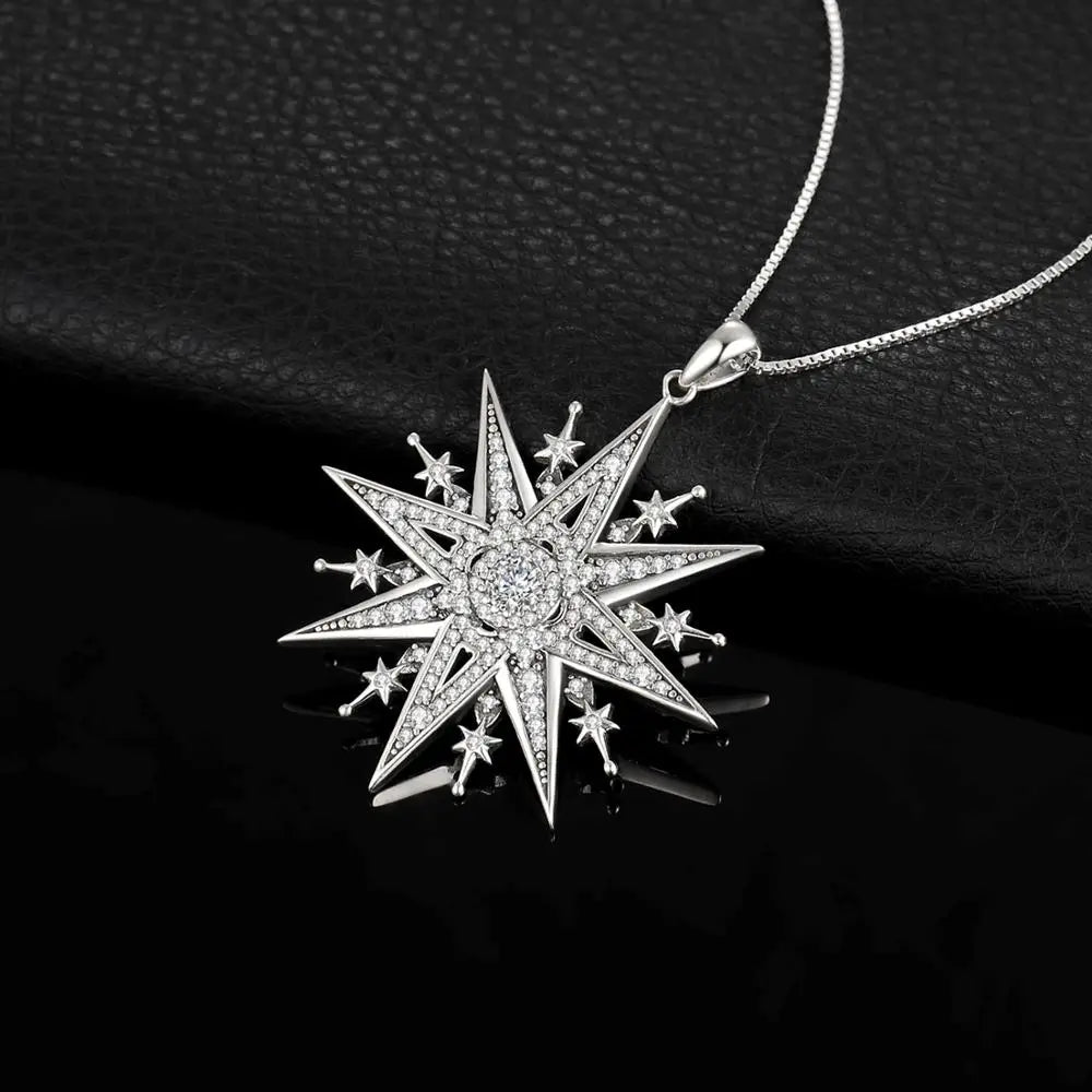 Stunning Vintage Gothic North Star 925 Sterling Silver Pendant Necklace with Cubic Zirconia – Perfect for Any Occasion!3