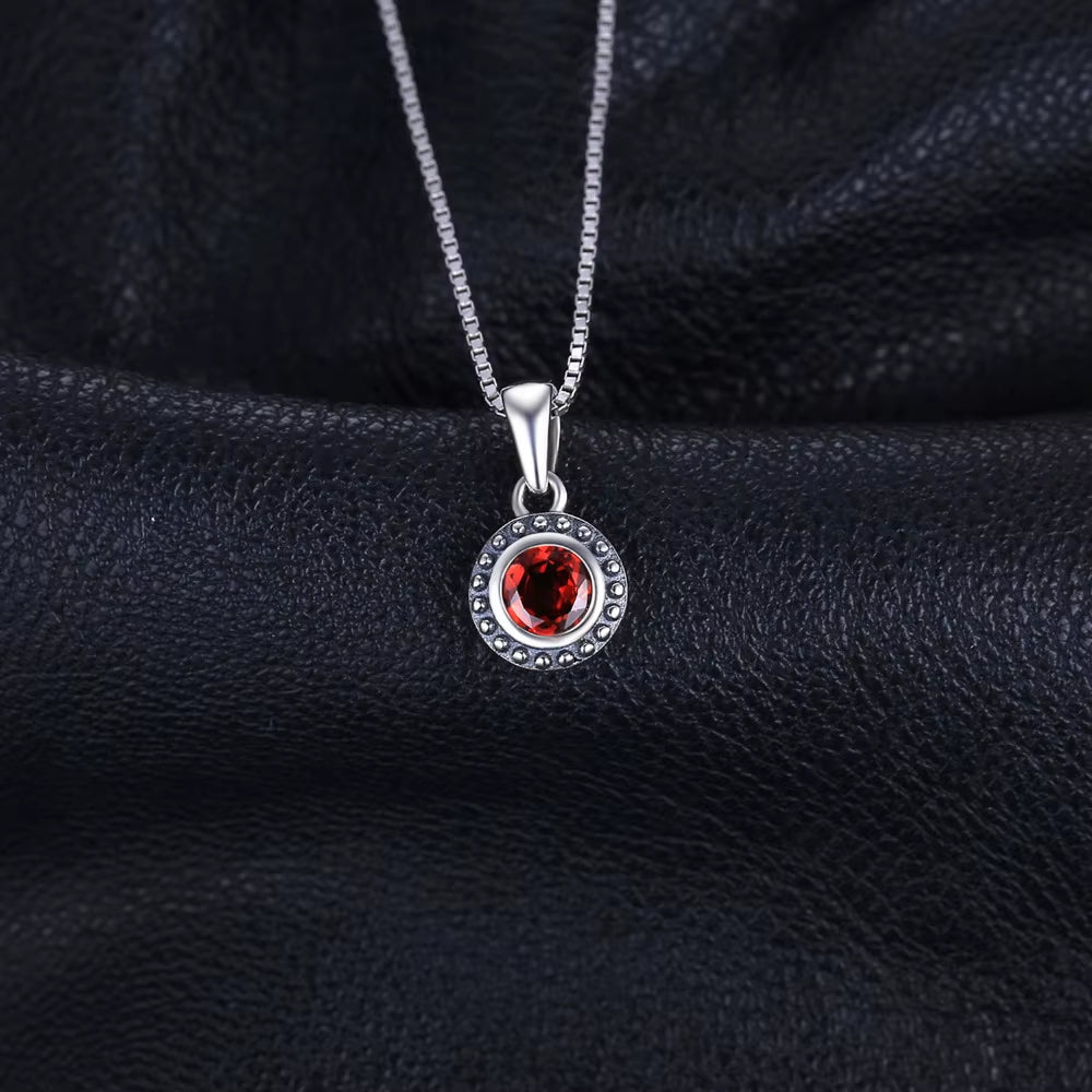 Vintage 5Mm Genuine Garnet 925 Sterling Silver Pendant Necklace for Women Fashion Gemstone Jewelry without Chain1